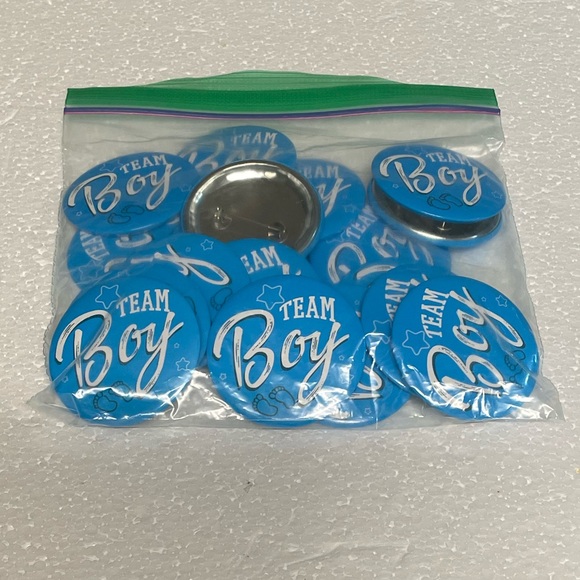 EUC 30 Gender Reveal Party Buttons 19: Team Boy & 11: Team Girl Baby Shower - Picture 7 of 8
